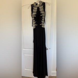 Jovani Black Gown with Gold Embellished Details